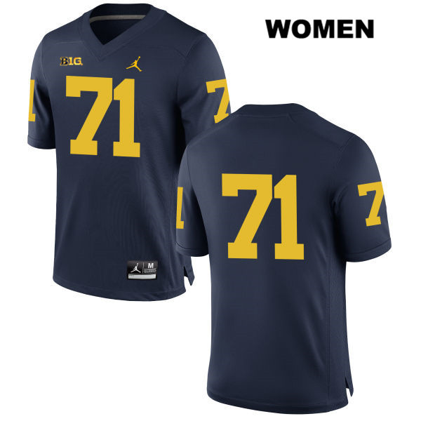 Women's NCAA Michigan Wolverines Andrew Stueber #71 No Name Navy Jordan Brand Authentic Stitched Football College Jersey LI25R63TE
